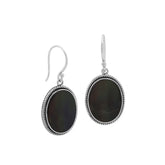 AE-6212-SHB Sterling Silver Oval Shape Earring With Black Shell Jewelry Bali Designs Inc